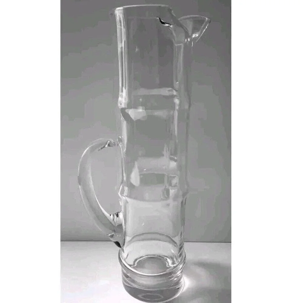 Vntg Glass Pitcher MCM Bamboo shaped Mid Century Modern 11
